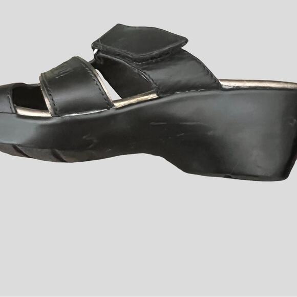 Clarks Bendables Ella Celtic Sandals 8.5 M Black Leather Slides 60481 Comfort - Picture 8 of 12
